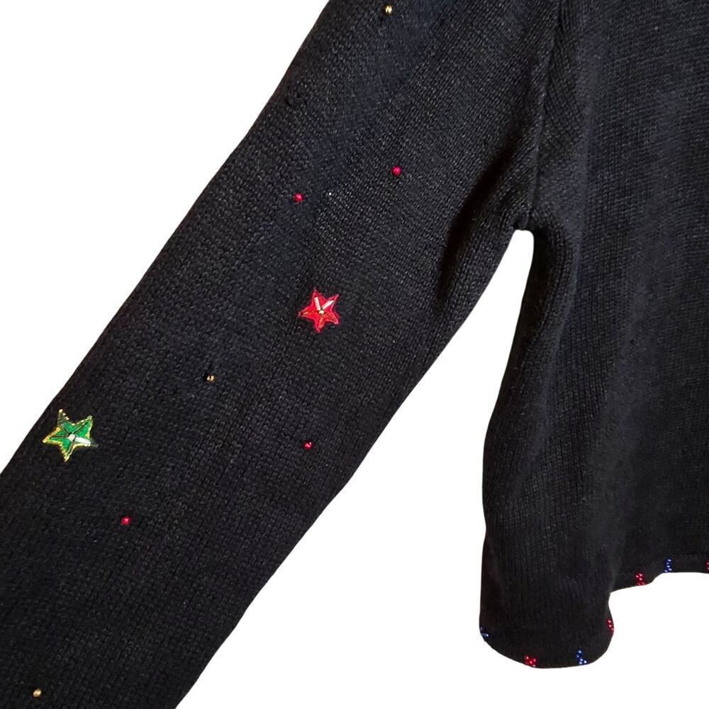 Hampshire Studio Vintage Holiday Sweater Zip Front Faux Fur Womens Size Large - Picture 11 of 13